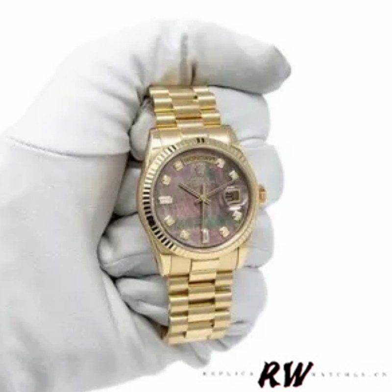 Rolex Day-Date 118238 Dark Mother of Pearl 36mm Unisex Replica Watch - Replica Factory