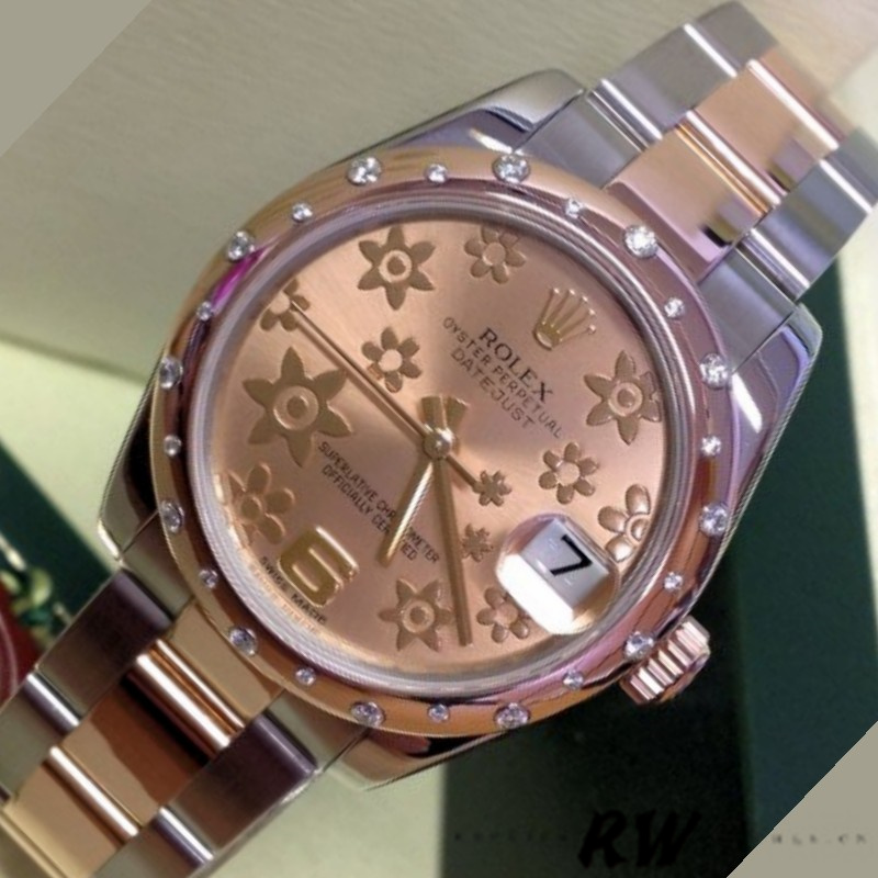 Rolex Datejust 178341 Everose Gold Pink Floral Dial 31MM Lady Replica Watch - Replica Factory
