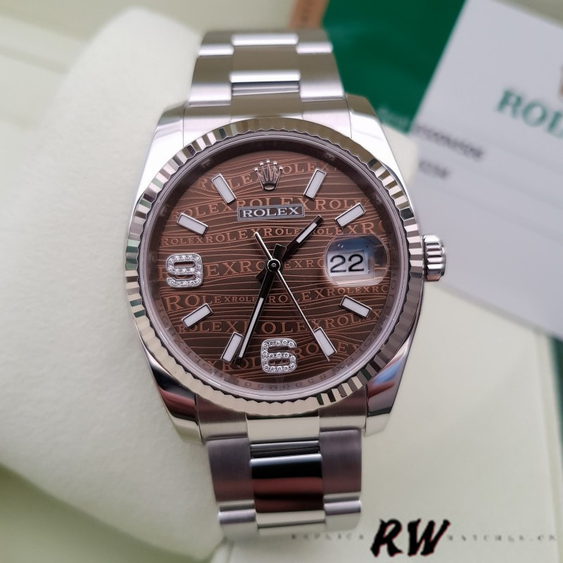 Rolex Datejust 116234 Waves Bronze Diamond Dial 36mm Unisex Replica Watch