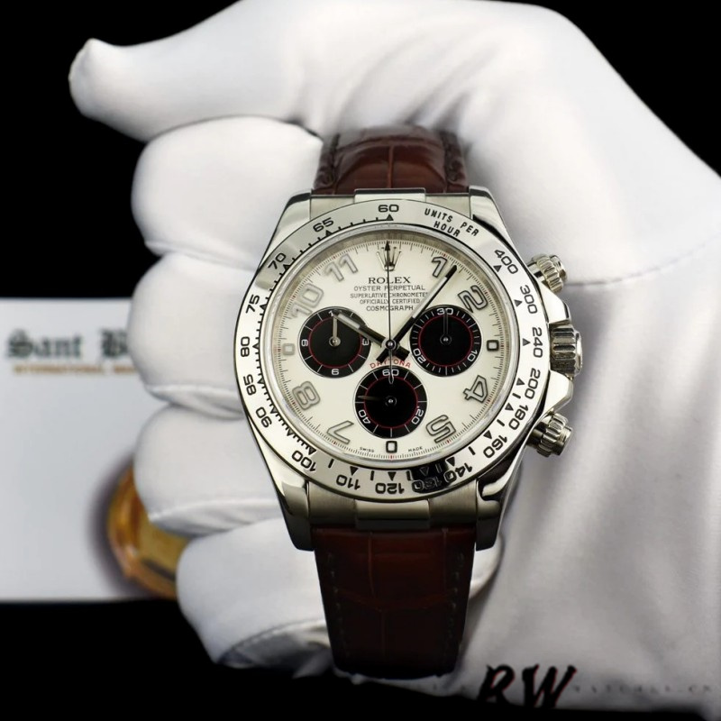 Rolex Daytona 116519 Panda Dial Chocolate Leather Strap 40mm Mens Replica Watch - Replica Factory