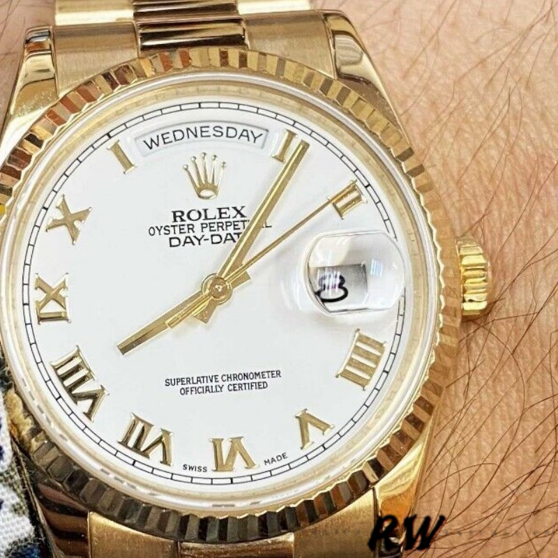 Rolex Day-Date 118238 White Roman numeral dial 36mm Unisex Replica Watch - Replica Factory