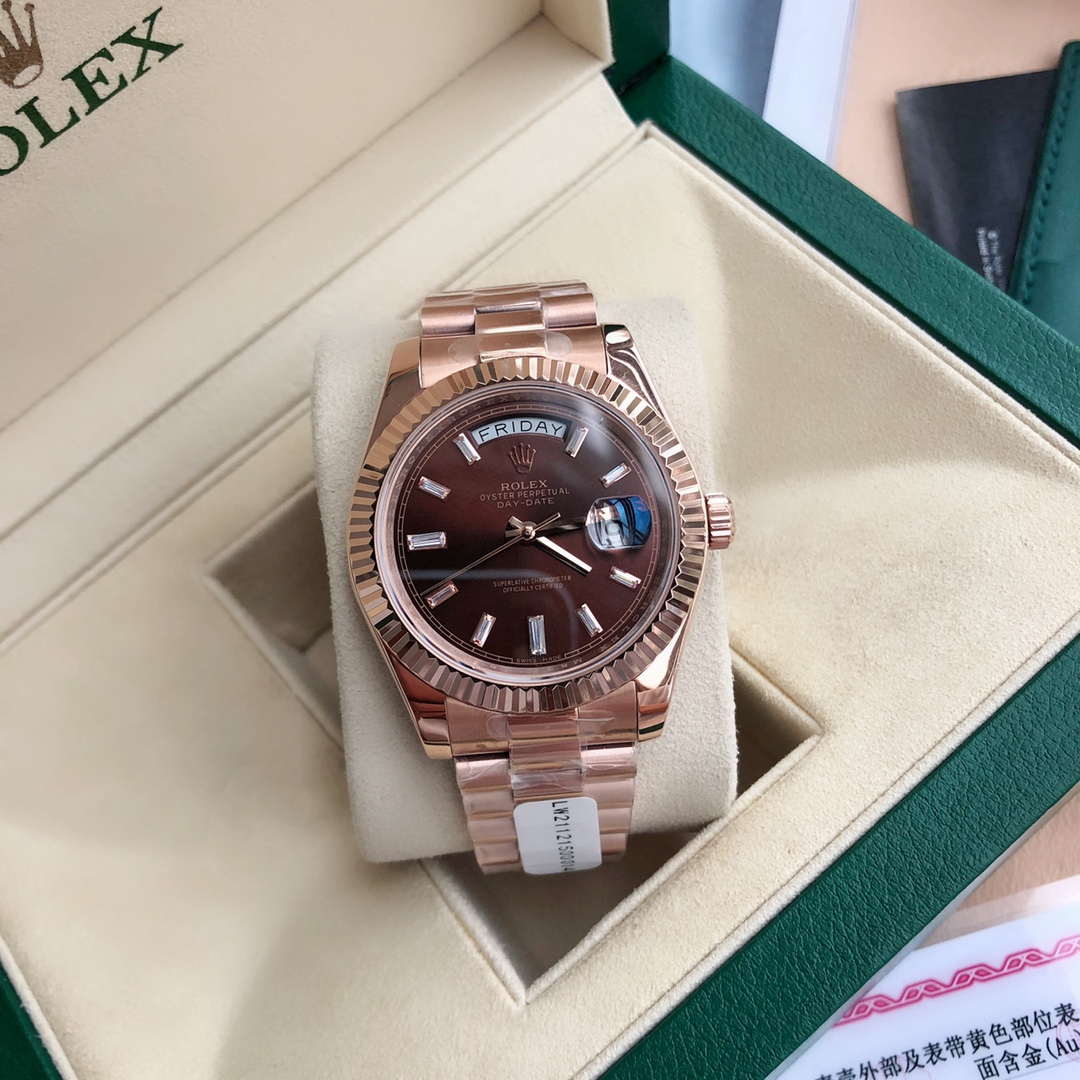 Rolex Day-Date 118235 Everose Gold Case Chocolate Dial 36mm Unisex Replica Watch - Replica Factory