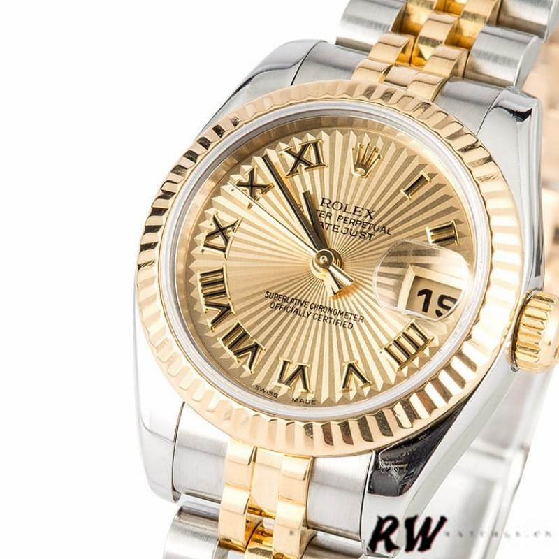 Rolex Datejust 179173 Sunbeam Champagne Dial Fluted Bezel 26MM Lady Replica Watch - Replica Factory