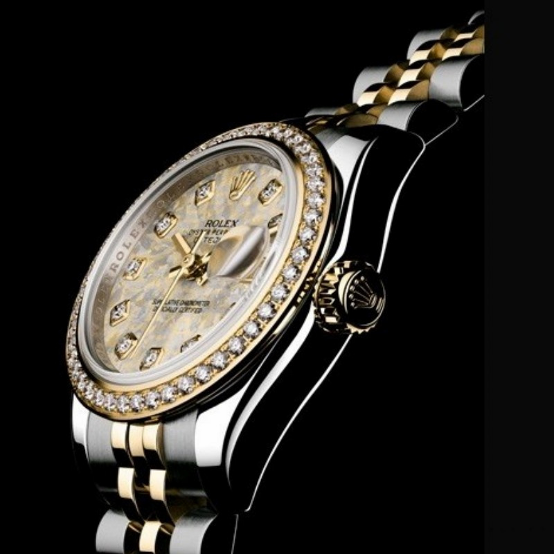 Rolex Datejust 179383 Jubilee Crystal Grey and Champagne Dial 26MM Lady Replica Watch - Replica Factory