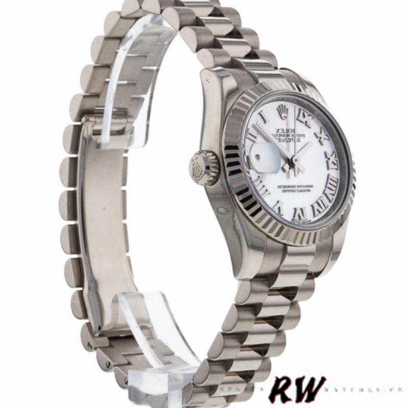Rolex Datejust 179179 White Roman Numeral Dial Fluted Bezel 26MM Lady Replica Watch - Replica Factory