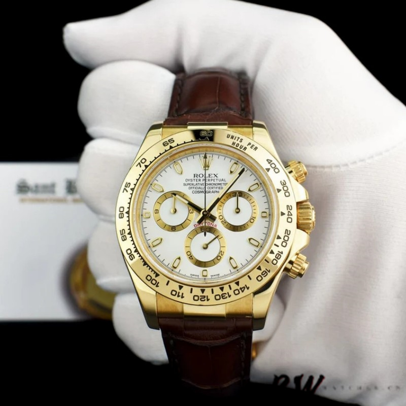 Rolex Daytona 116518 Yellow Gold Automatic White Dial 40mm Mens Replica Watch - Replica Factory