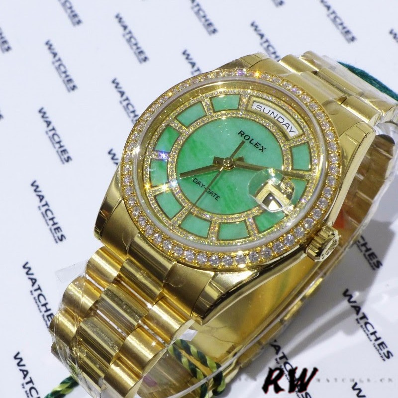 Rolex Day Date 118348 Green Dial Yellow Gold 36mm Unisex Replica Watch - Replica Factory