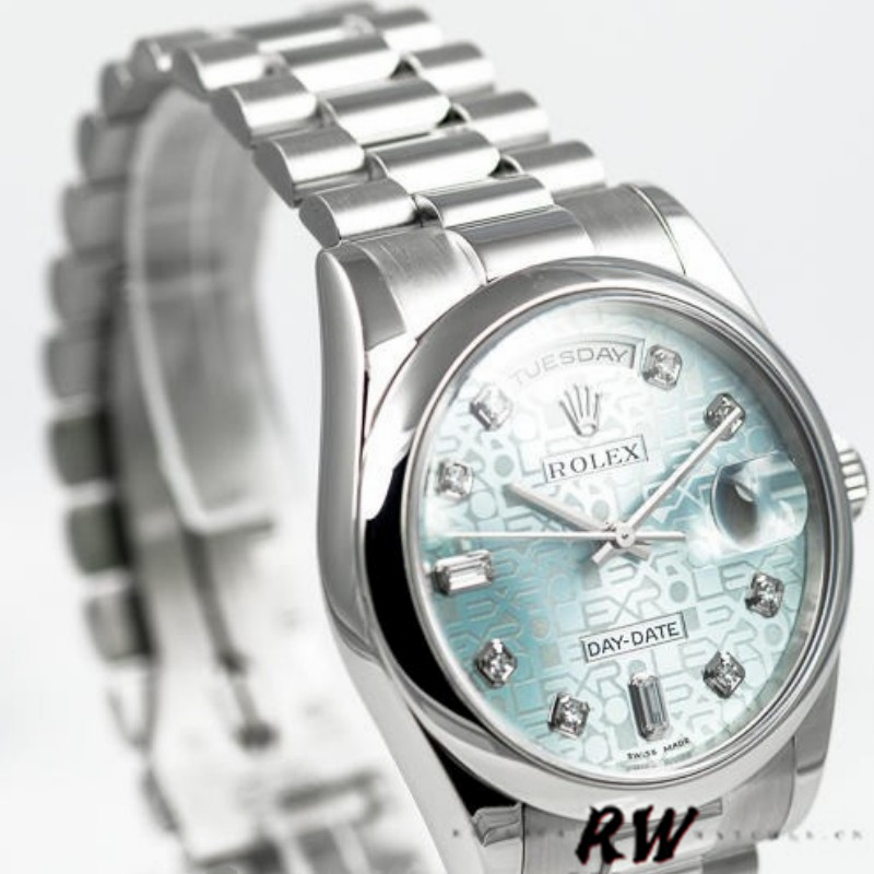 Rolex Day-Date 118206 Ice Blue Diamonds Dial 36mm Unisex Replica Watch
