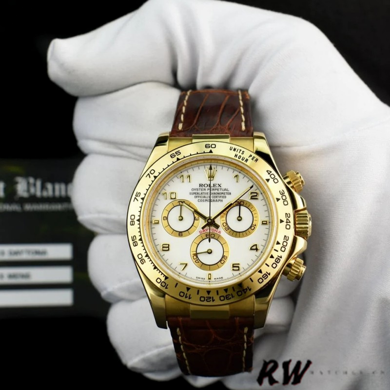 Rolex Daytona 116518 Yellow Gold White Dial 40mm Mens Replica Watch - Replica Factory