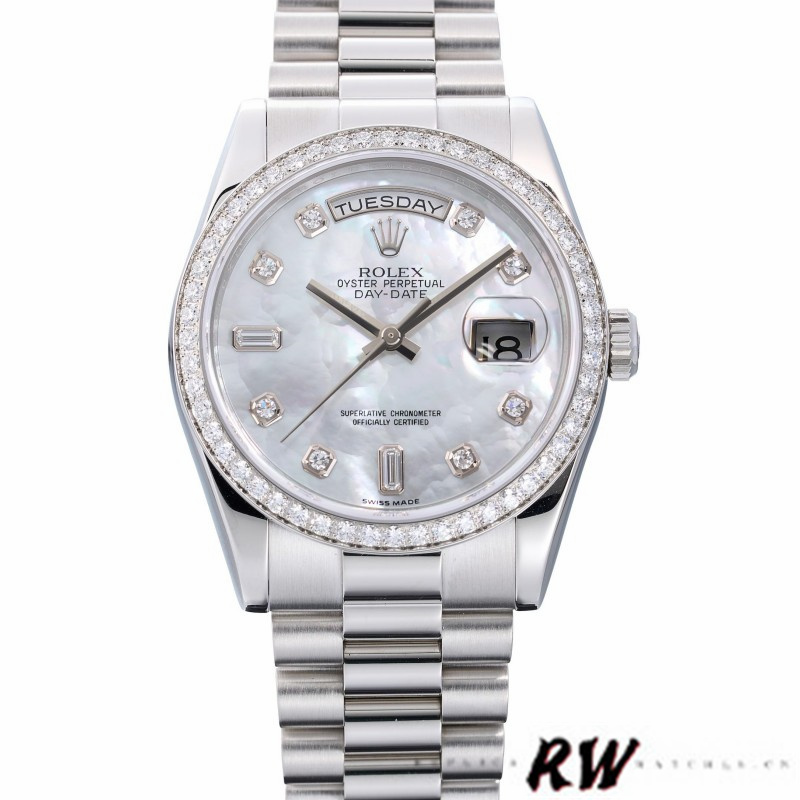 Rolex Day Date 118346 White MOP Dial 36mm Unisex Replica Watch - Replica Factory