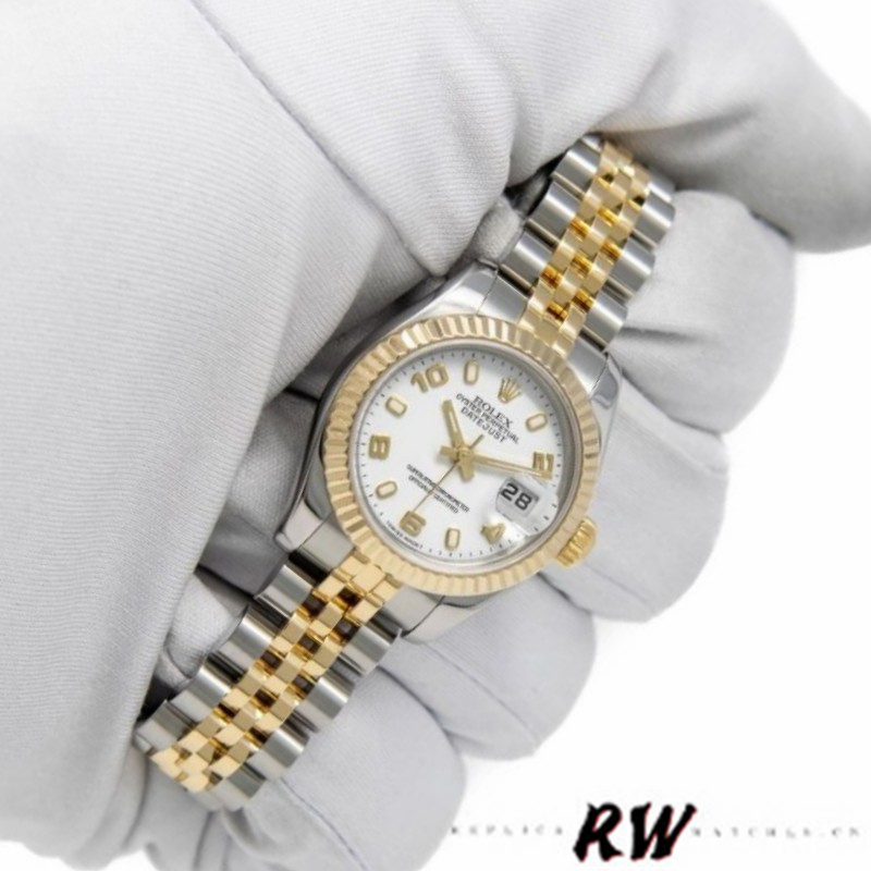 Rolex Datejust 179173 White Arabic Numerals Dial Fluted Bezel 26MM Lady Replica Watch - Replica Factory