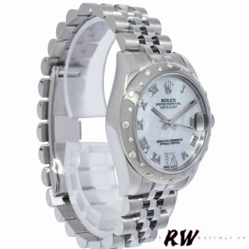 Rolex Datejust 178344 Mother of Pearl White Dial Diamond 31MM Lady Replica Watch