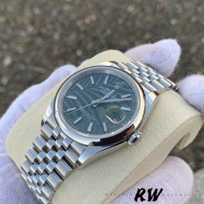 Rolex Datejust 126200 Olive Green Palm Motif Dial 36MM Unisex Replica Watch - Replica Factory