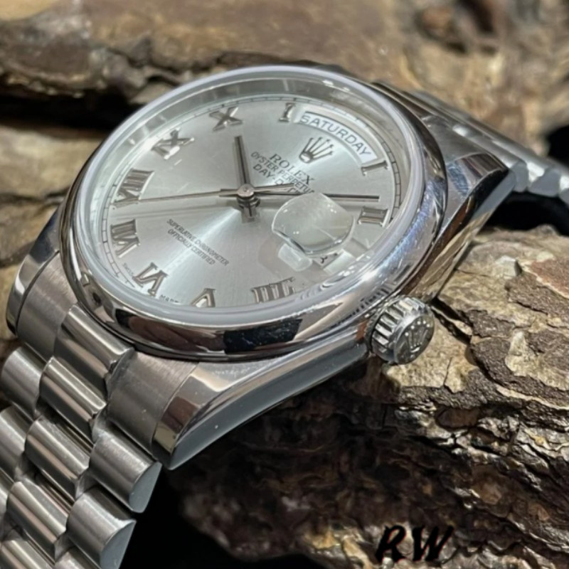 Rolex Day-Date 118206 Rhodium Grey Dial Roman Numerals 36mm Unisex Replica Watch - Replica Factory