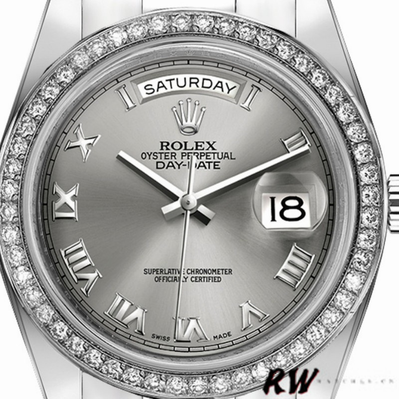 Rolex Day-Date 218349 Rhodium Grey Dial 41MM Mens Replica Watch - Replica Factory