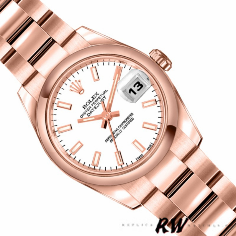 Rolex Datejust 179165 Everose Gold White Index Dial 26MM Lady Replica Watch - Replica Factory