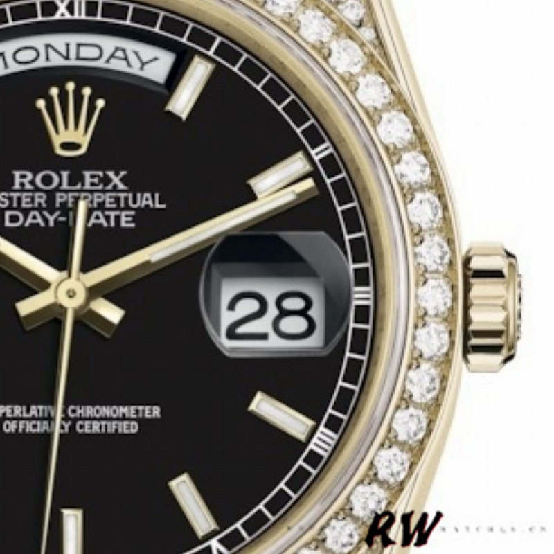 Rolex Day-Date 118388 Black Index Dial 36mm Unisex Replica Watch - Replica Factory