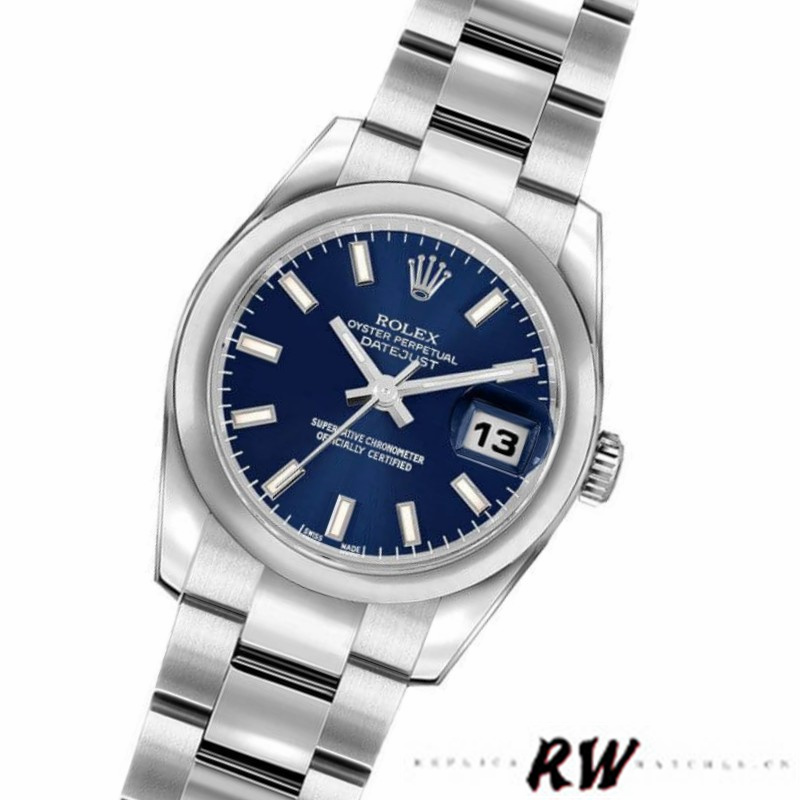Rolex Datejust 179160 Blue Index Dial Domed Bezel 26MM Lady Replica Watch - Replica Factory