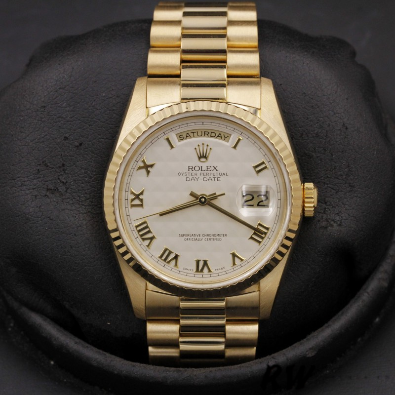 Rolex Day-Date 118238 Ivory Dial Fluted Bezel 36mm Unisex Replica Watch - Replica Factory