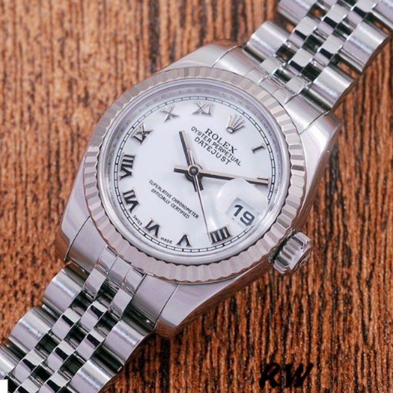Rolex Datejust 179174 White Roman Dial Fluted Bezel 26MM Lady Replica Watch - Replica Factory