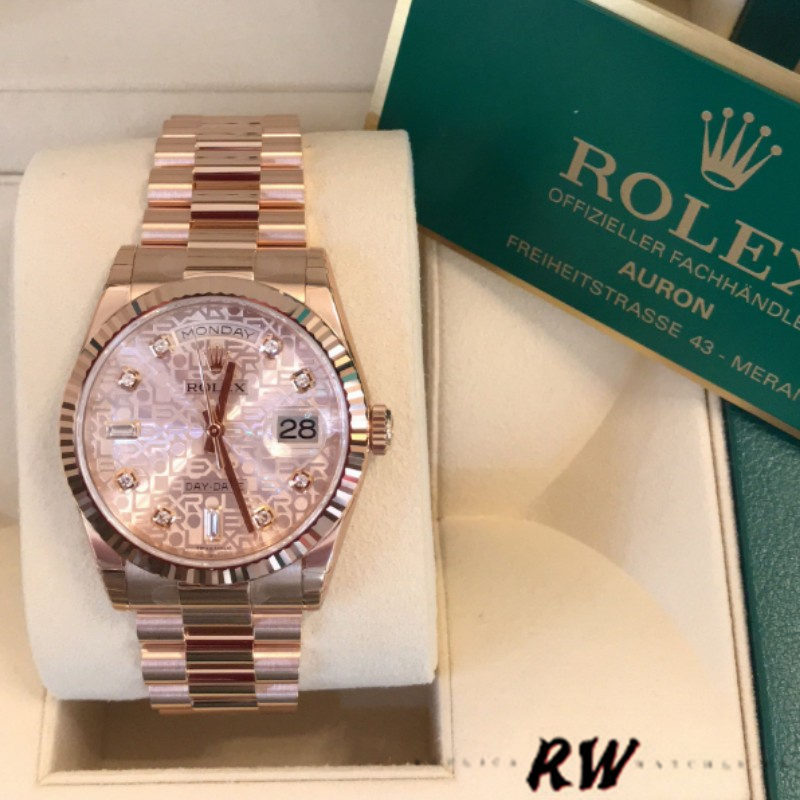 Rolex Day-Date 118235 Everose Gold Pink Jubilee dial 36mm Lady Replica Watch - Replica Factory