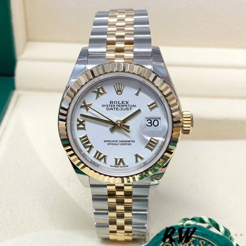 Rolex Datejust 279173 White Roman Numeral Dial Fluted Bezel 28mm Lady Replica Watch - Replica Factory
