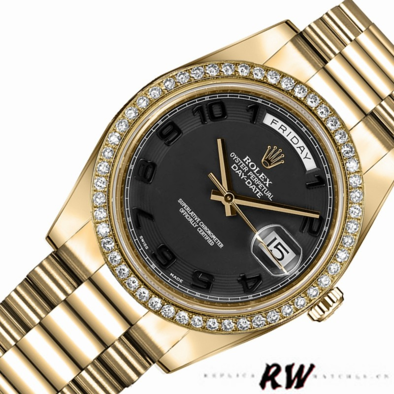 Rolex Day-Date 218348 Concentric Circle Black Dial 41MM Mens Replica Watch - Replica Factory