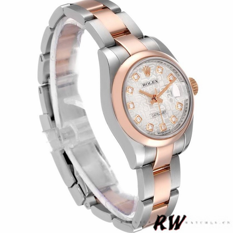 Rolex Datejust 179161 Stainless Steel and Everose Gold Silver jubilee anniversary Dial 26MM Lady Replica Watch - Replica Factory