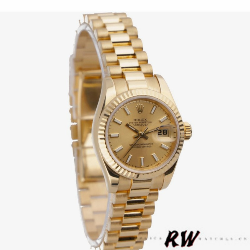 Rolex Datejust 179178 Champagne Index Dial Yellow Gold 26MM Lady Replica Watch - Replica Factory