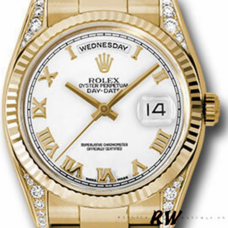 Rolex Day-Date 118338 White Roman Dial 36mm Unisex Replica Watch - Replica Factory