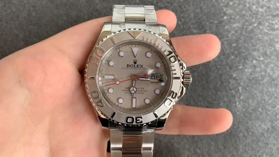 Rolex Yachtmaster 168622 Platinum Stainless Steel Silver Dial 35mm Unisex Replica Watch - Video