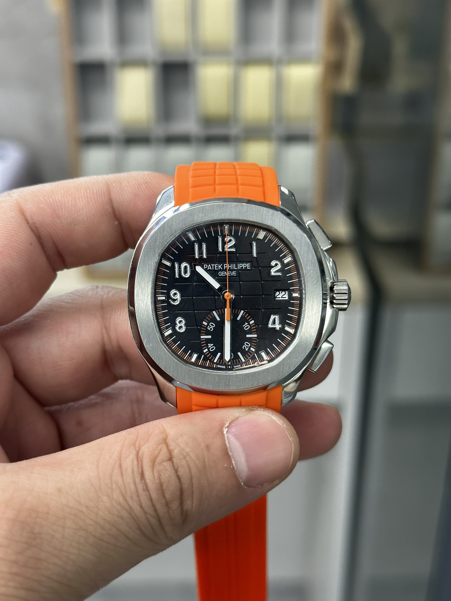 Replica Patek Philippe Aquanaut 5968A 001 Chronograph Orange Rubber 42mm - Replica Factory
