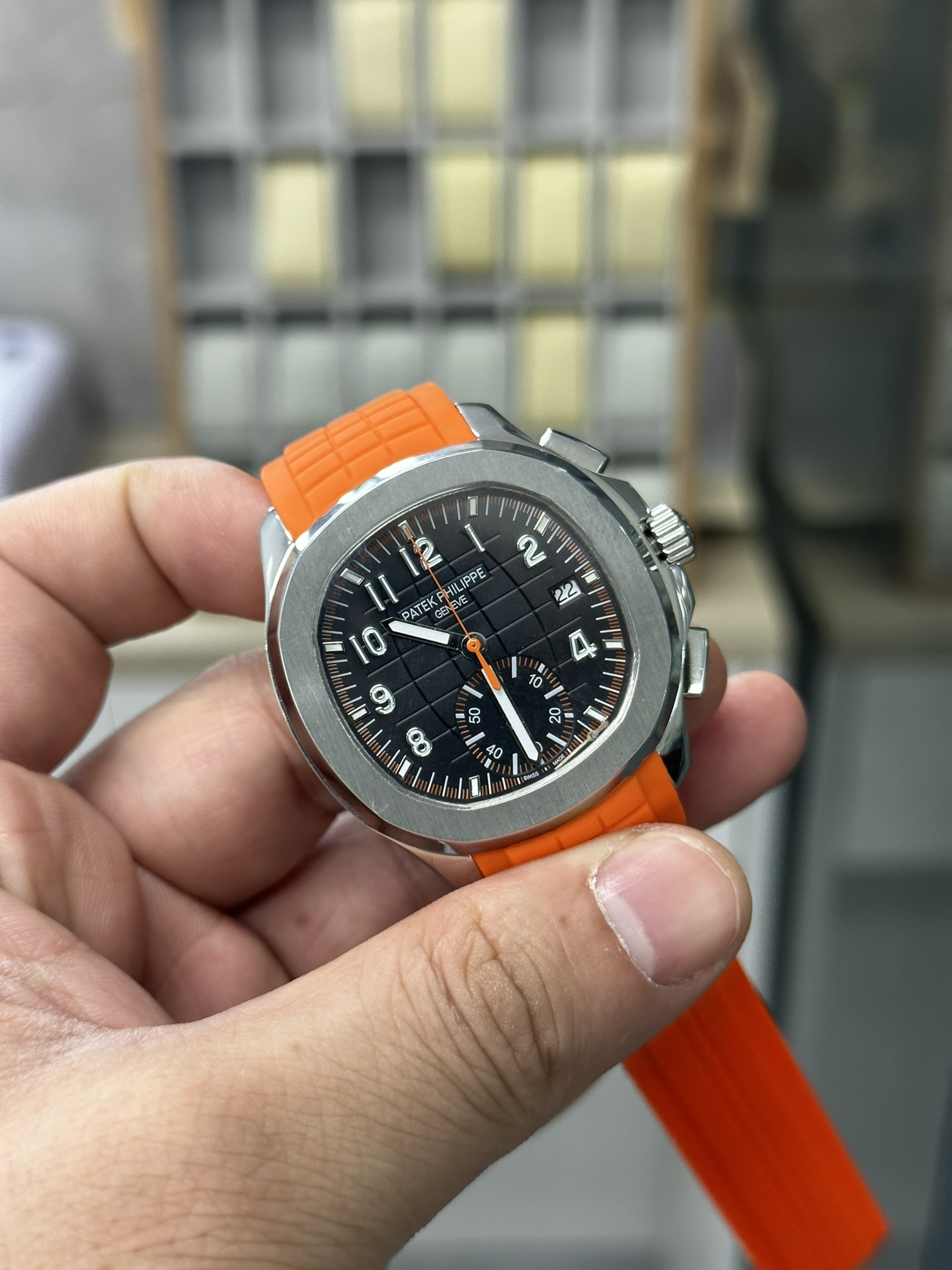Replica Patek Philippe Aquanaut 5968A 001 Chronograph Orange Rubber 42mm - Replica Factory