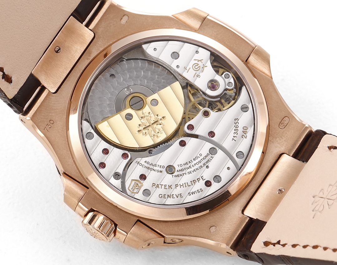 Patek Philippe Nautilus Moon Phases Rose & White Gold Slate Brown Dial 5712GR 001 - Replica Factory
