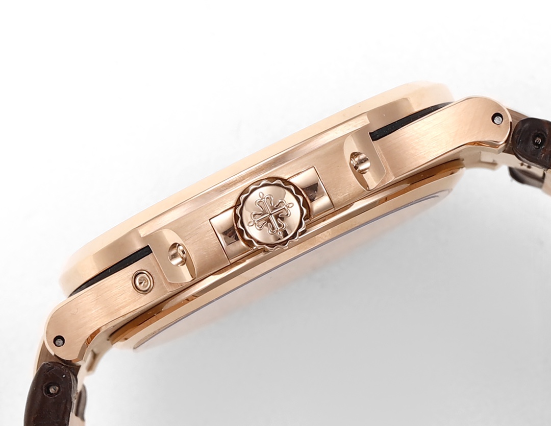 Patek Philippe Nautilus Moon Phases Rose & White Gold Slate Brown Dial 5712GR 001 - Replica Factory