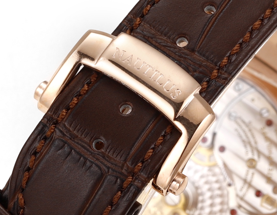 Patek Philippe Nautilus Moon Phases Rose & White Gold Slate Brown Dial 5712GR 001 - Replica Factory