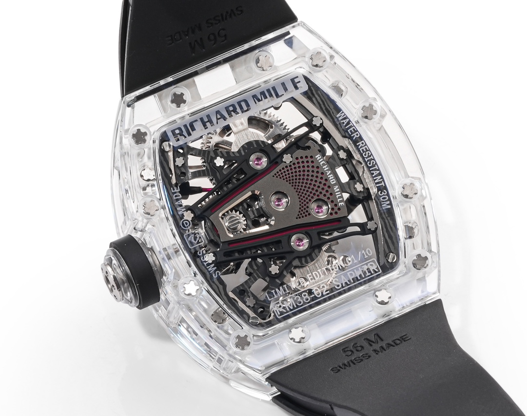 Richard Mille RM38-02 Tourbillon Movement Edition Crystal Black Rubber Strap - Replica Factory
