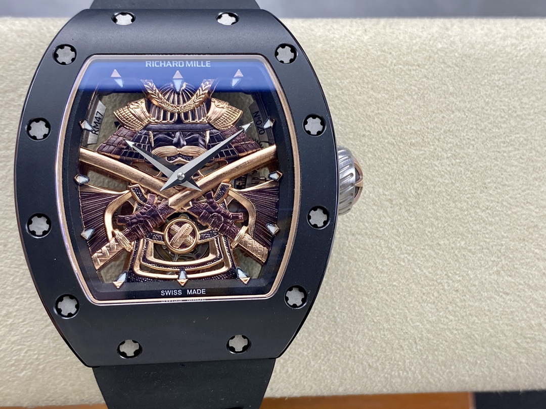 Richard Mille RM47 Edition Tourbillon Skeleton Black Ceramic Casing Watch - Replica Factory