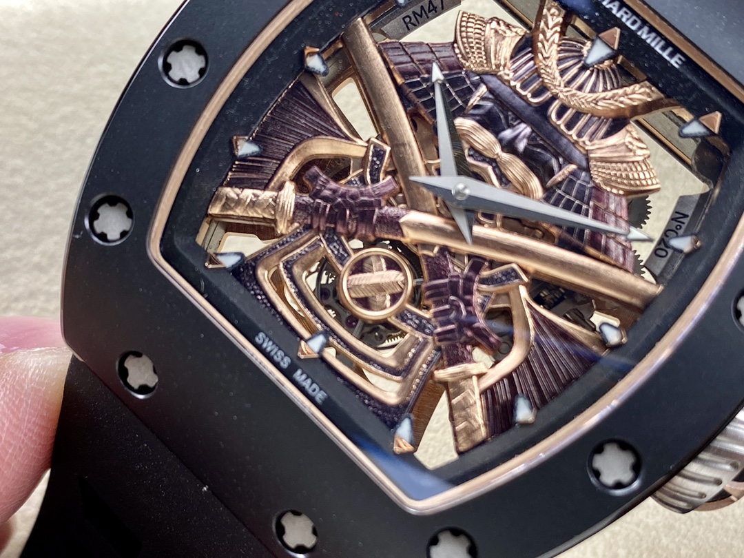 Richard Mille RM47 Edition Tourbillon Skeleton Black Ceramic Casing Watch - Replica Factory