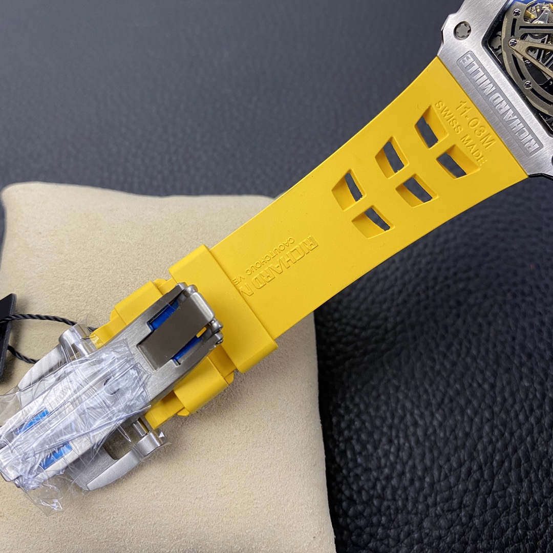 Richard Mille RM 11 03 Titanium Skeleton Dial Yellow Strap - Replica Factory