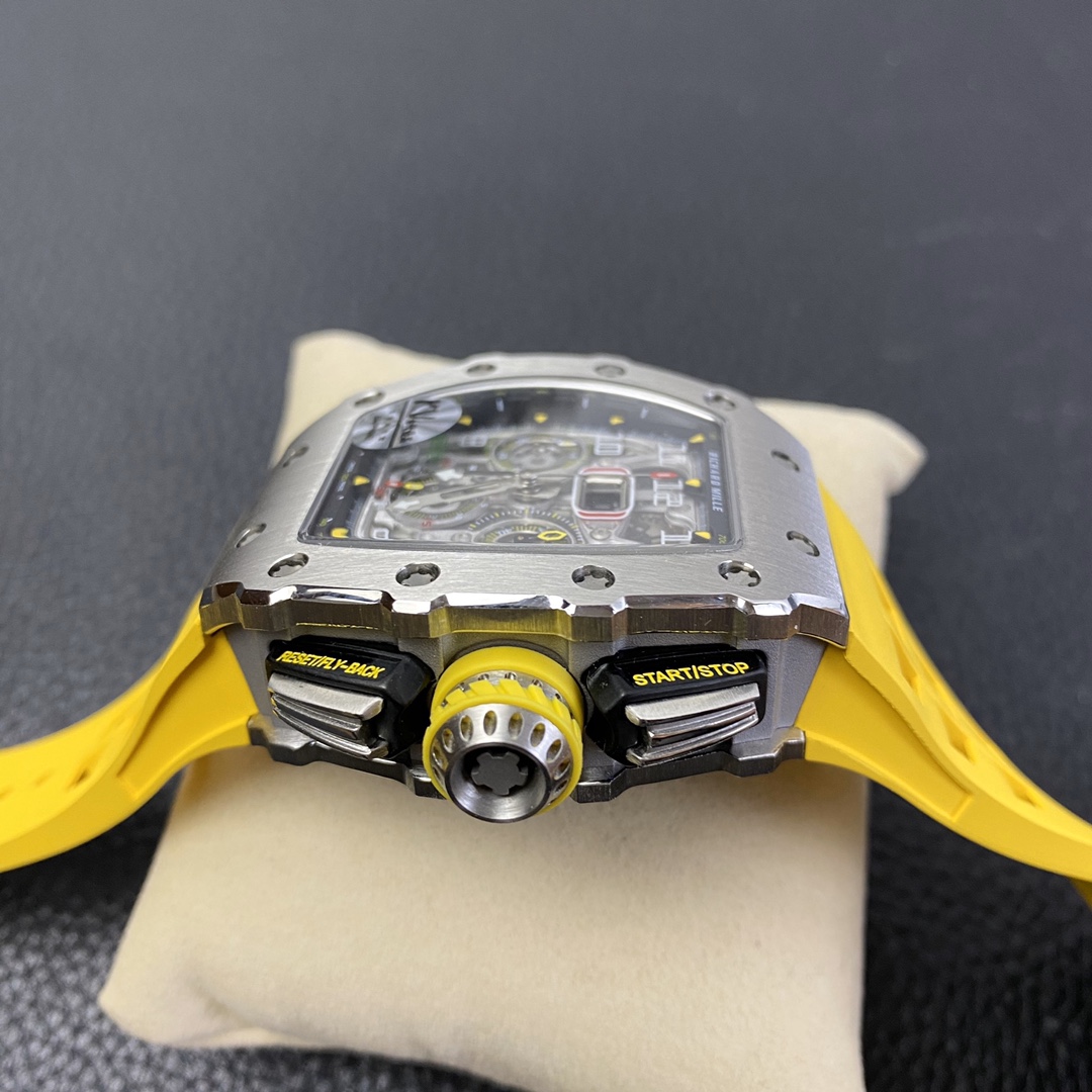 Richard Mille RM 11 03 Titanium Skeleton Dial Yellow Strap - Replica Factory