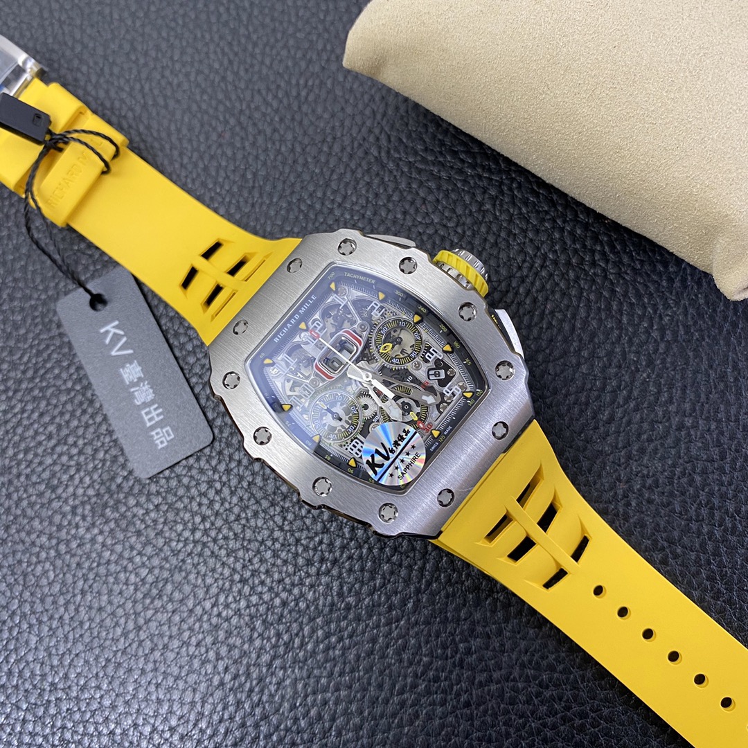 Richard Mille RM 11 03 Titanium Skeleton Dial Yellow Strap - Replica Factory