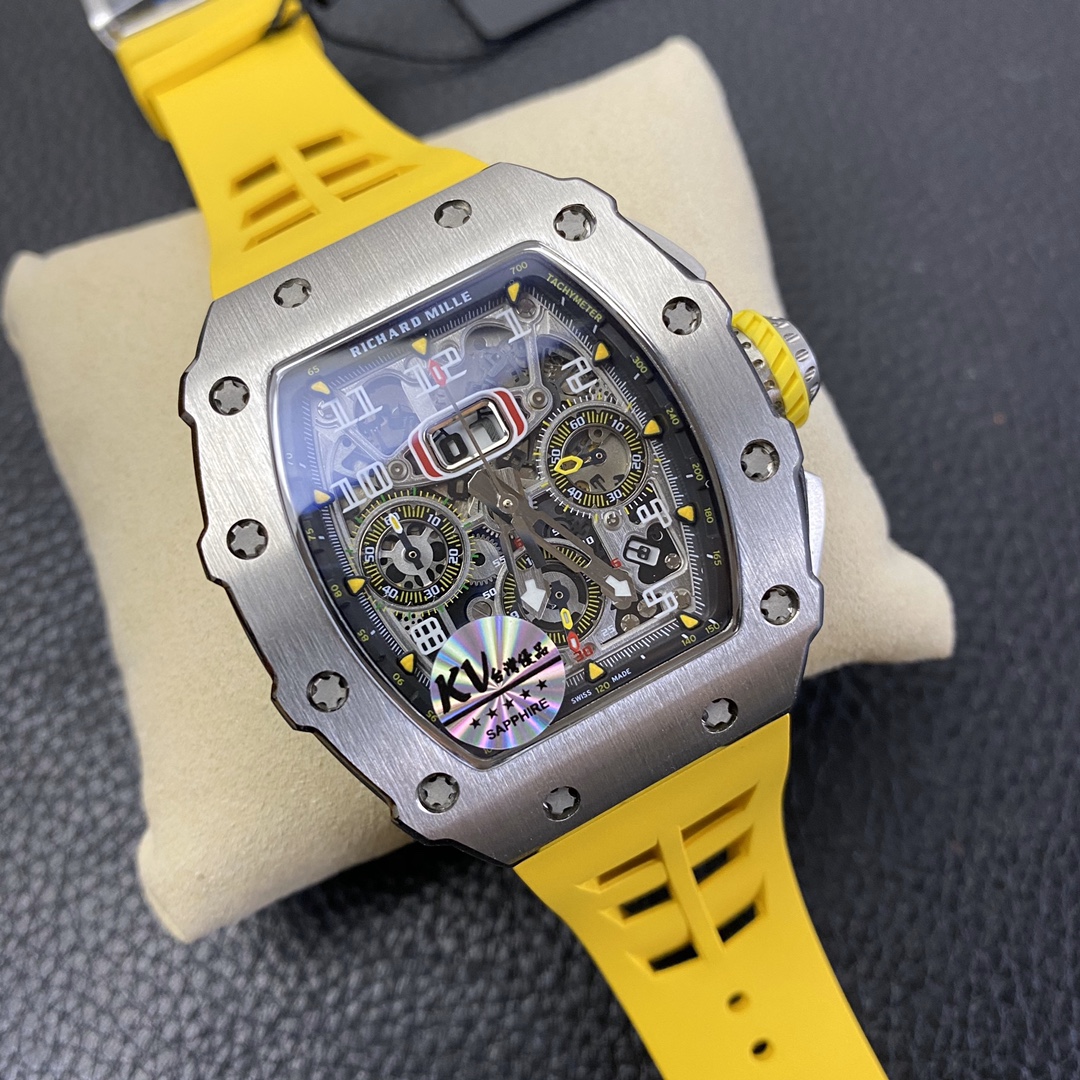 Richard Mille RM 11 03 Titanium Skeleton Dial Yellow Strap - Replica Factory