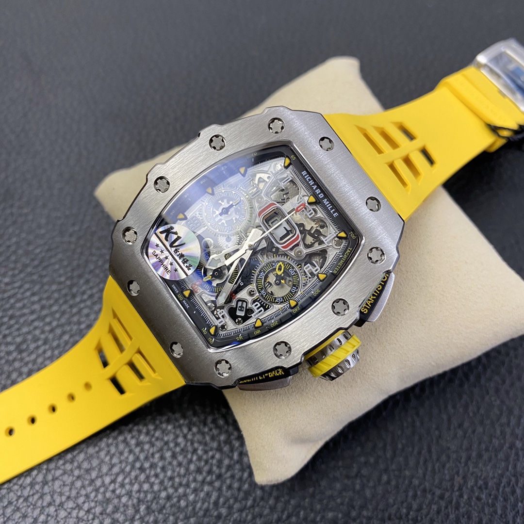 Richard Mille RM 11 03 Titanium Skeleton Dial Yellow Strap - Replica Factory