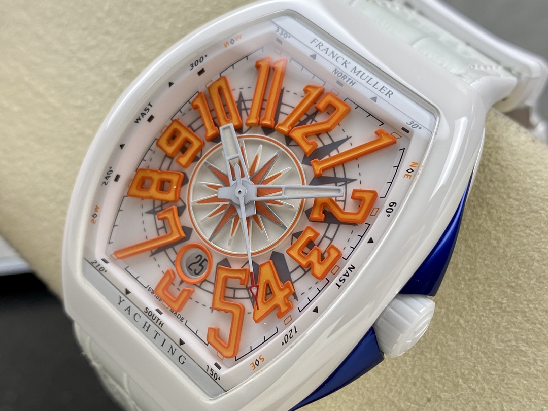 Swiss Franck Muller Framulan V45 White Ceramic Yacht Model Orange Number - Replica Factory