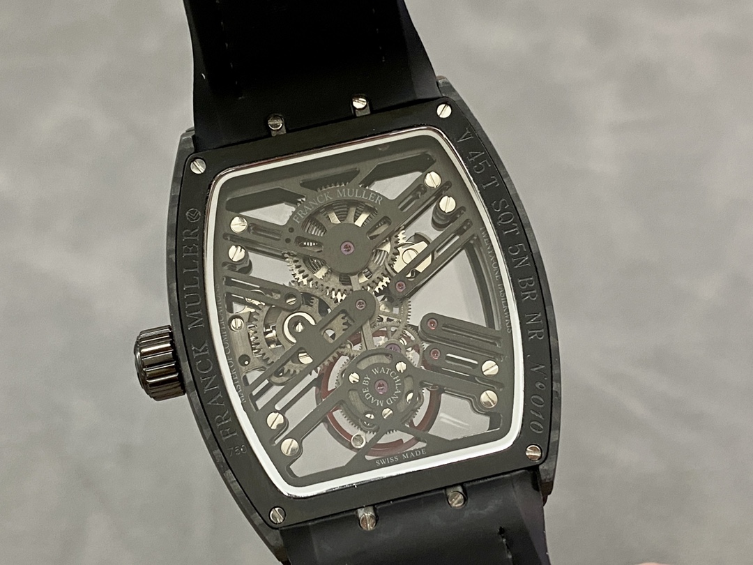 Franck Muller Skeleton V45 T SQT Black Strap 35.6mm×40.6mm - Replica Factory