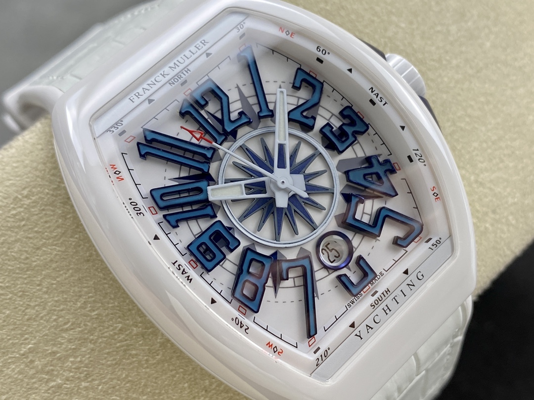 Swiss Franck Muller Framulan V45 White Ceramic Yacht Model Blue Number - Replica Factory
