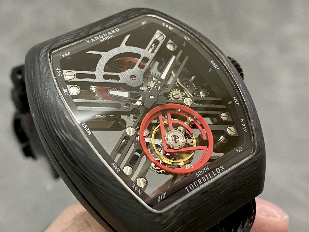 Franck Muller Skeleton V45 T SQT Black Strap 35.6mm×40.6mm - Replica Factory