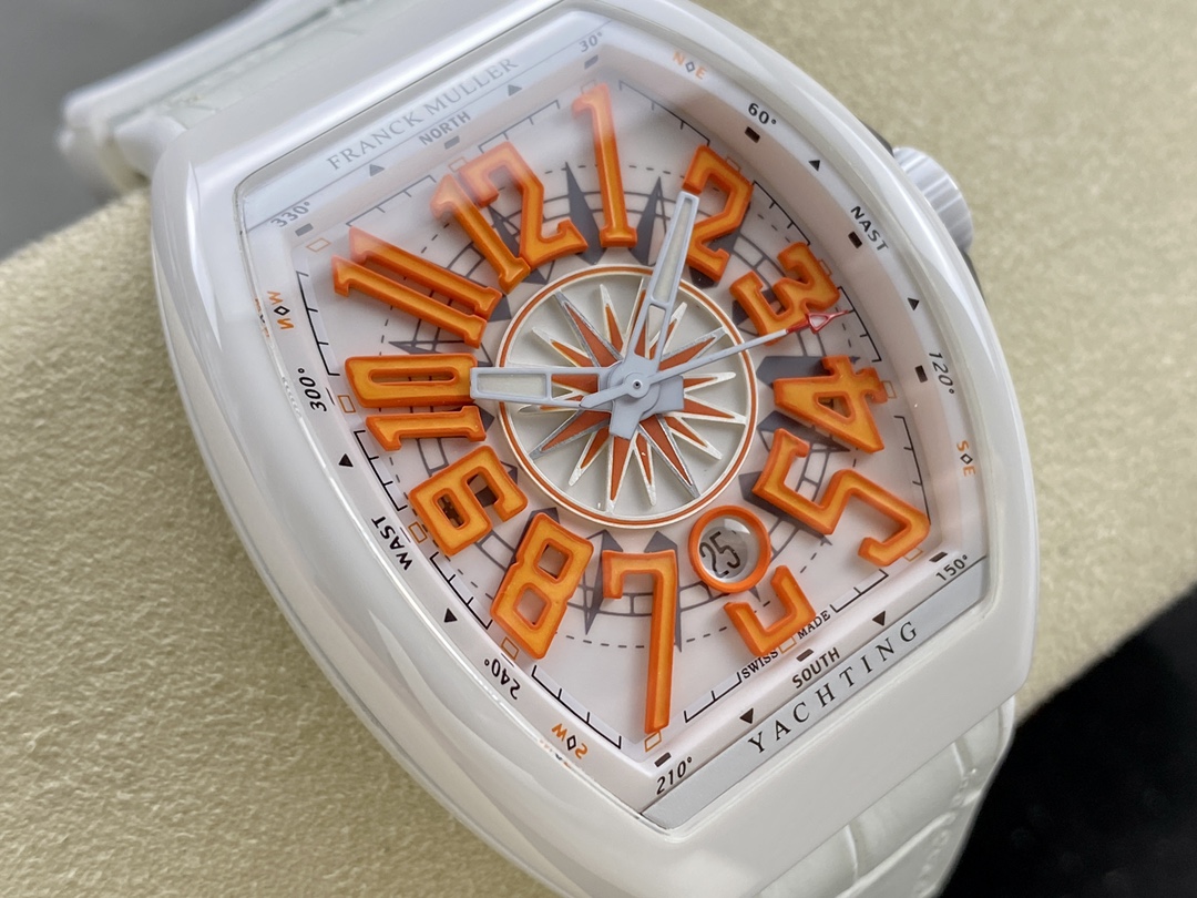 Swiss Franck Muller Framulan V45 White Ceramic Yacht Model Orange Number - Replica Factory