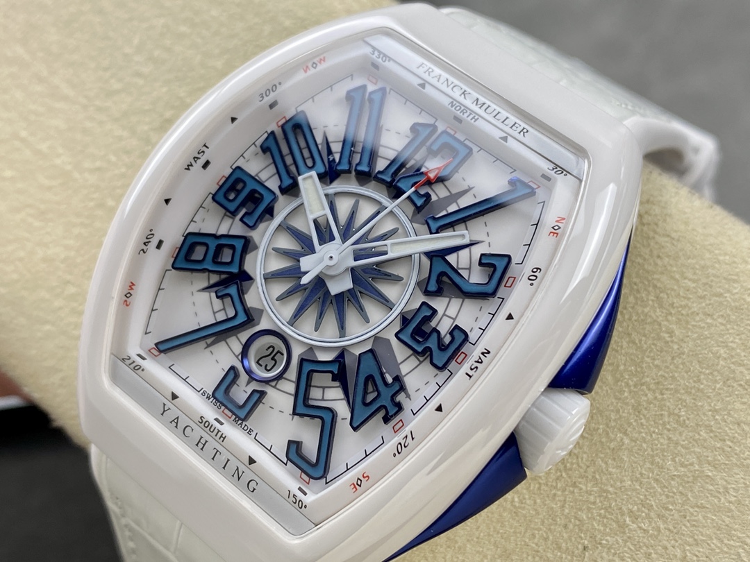 Swiss Franck Muller Framulan V45 White Ceramic Yacht Model Blue Number - Replica Factory